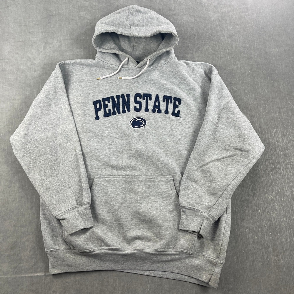 Penn State AS Sports Men Large Gray Hoodie Nittany Lions Applique Pullover